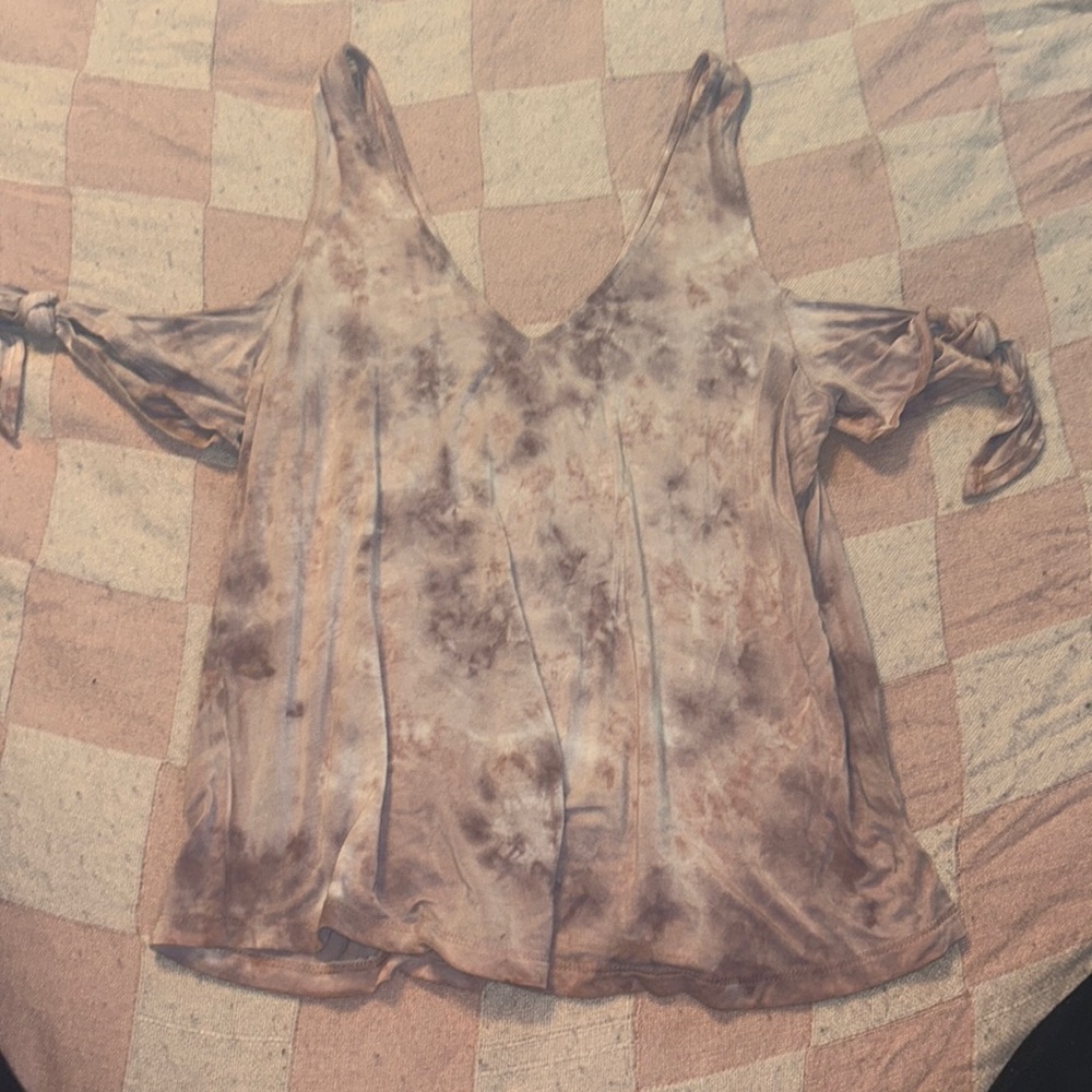 Pink American eagle soft and sexy collection off shoulder tie dye top